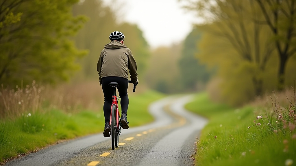 Cyclist at the start of the Barrow Way towpath near St Mullins