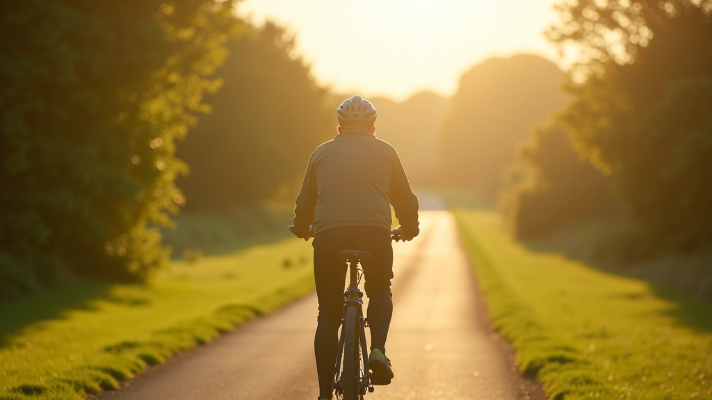 Cyclist on the Barrow Way towpath near Graiguenamanagh, bright morning light, scenic canal views, peaceful atmosphere